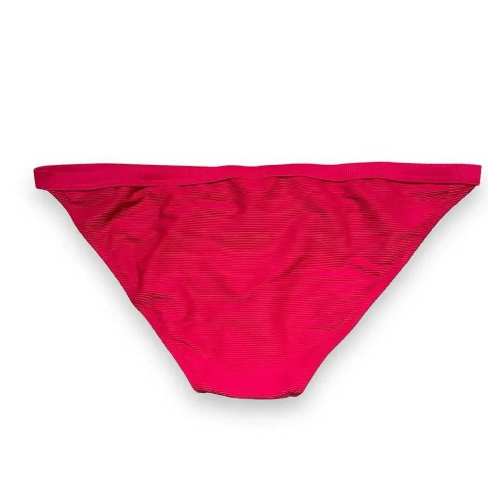 J. Crew Hot Pink‎ Ribbed-Trim Hipster Full-Coverage Bikini Swim Bottom Sz XL NEW